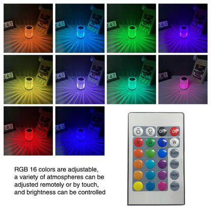Portable USB Rechargeable RGB Lighting Crystal Touch Control Table Lamp